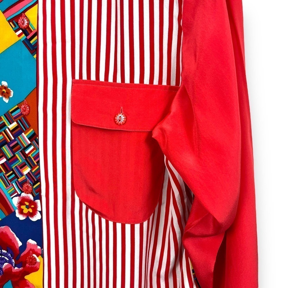 Koos of Course Womens Medium Red Silk Geometric Artsy Lagenlook Art-to-wear NWT - Picture 3 of 11